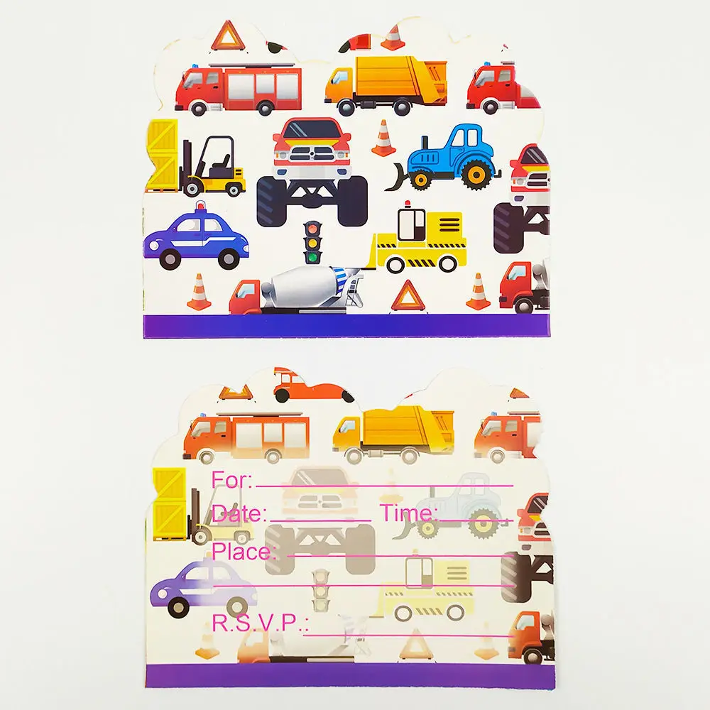 Kids Favors Construction Engineering Vehicles Theme Birthday Party  Plates Cups Flags Napkin Straws cup popcornbox Supplies