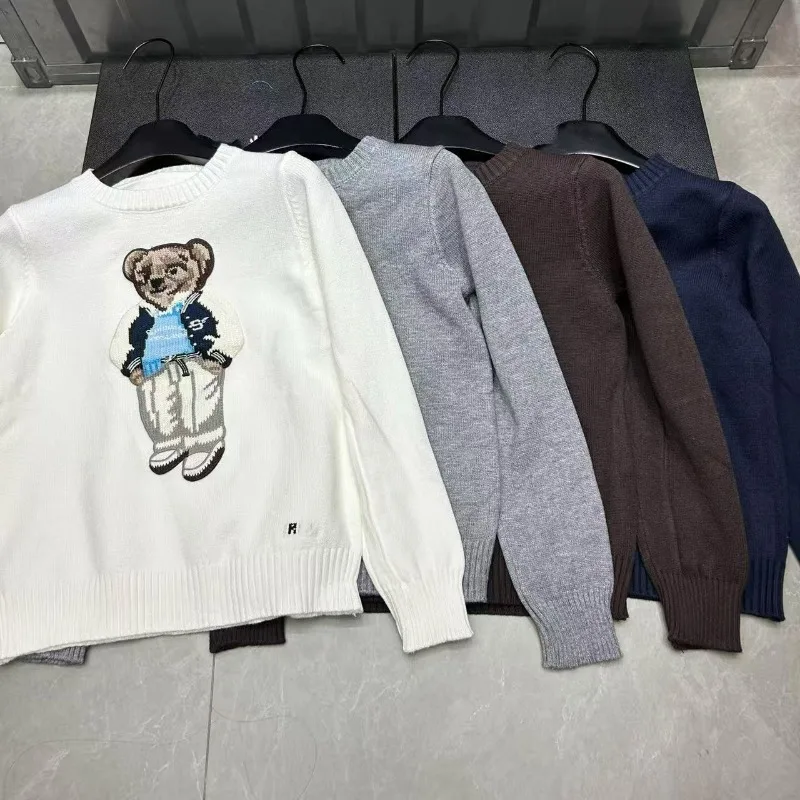 Nuovo arrivo Cartoon Teddy Bear Ricamo Pullover Donna Autunno Nuovo O-Collo Manica lunga Maglieria in cashmere Maglione stile preppy