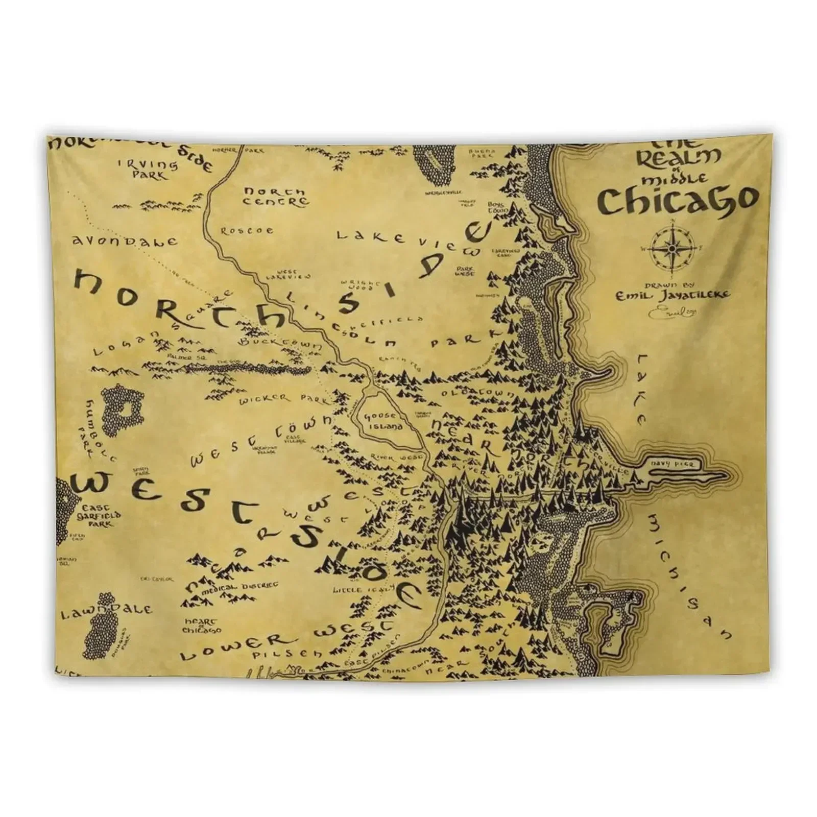 The Realm of Chicago Tapestry Bedrooms Decor Wall Hanging Wall Decoration Decorative Paintings Tapestry