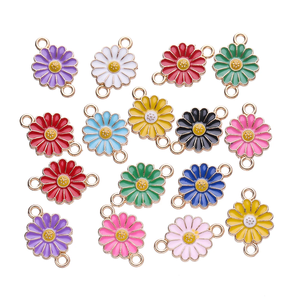 

10pcs/lot Colorful Ename Daisy Alloy Flower Pendants Oil Drip Charms For DIY Crafts Necklace Pendants Jewelry Making Findings