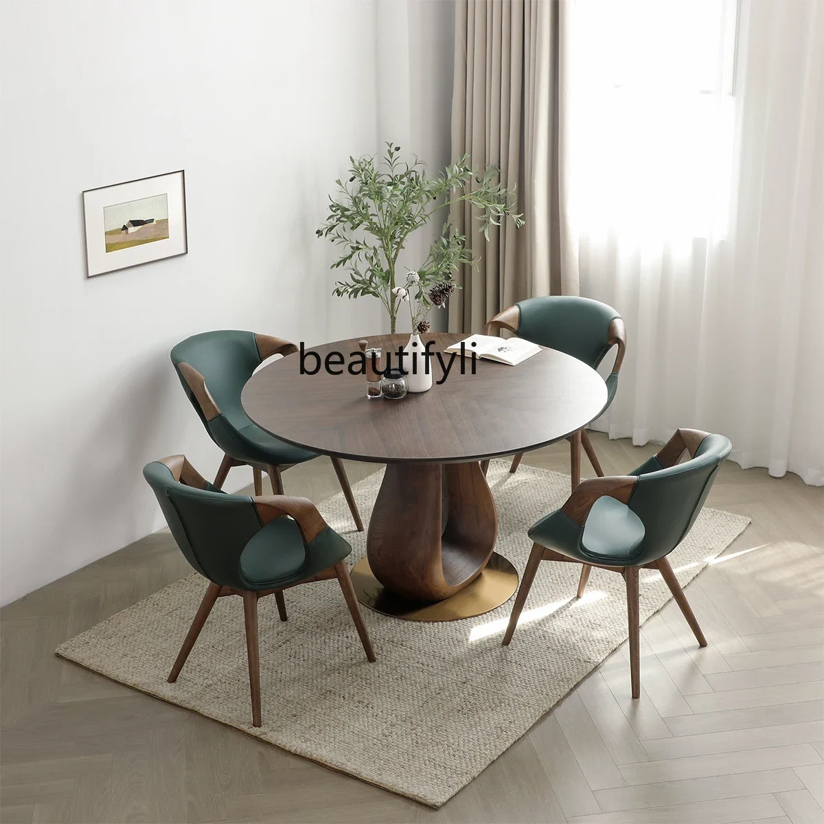 

D80 Nordic creative dining chair solid wood armchair light luxury Italian minimalist designer desk dresser chair