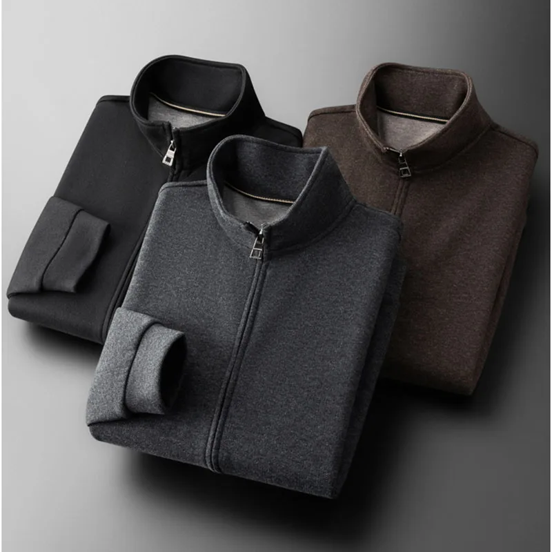 بدلة رياضية كاجوال فضفاضة ناعمة وصديقة للبشرة للخريف والشتاء سميكة ومصقولة في منتصف العمر للرجال #2