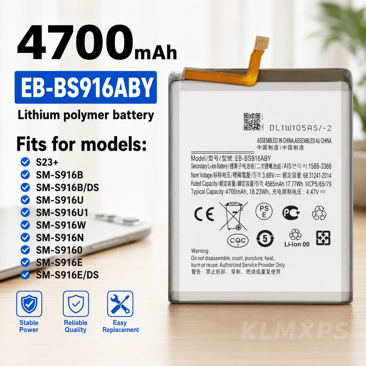 High Quality Replacement Battery EB-BS912ABY EB-BS711ABY For Samsung Galaxy S23/S23 Plus / S23 Ultra 5G / S23 FE