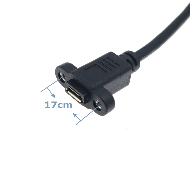 Micro USB 2.0 Male to Female Extension Cable,0.3m,Not 17.5mm,Adapter with Screw Panel Mounting Hole,Best Price