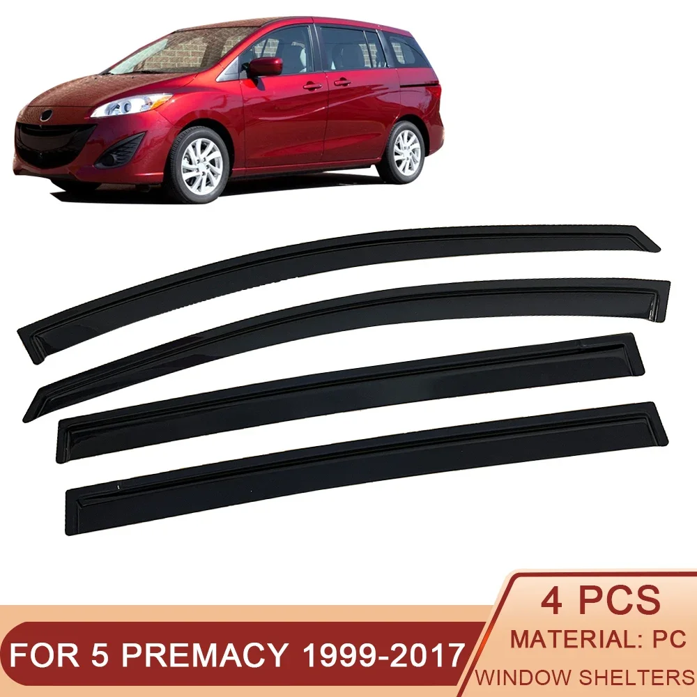 

For Mazda 5 Premacy 1999-2017 Ford I-MAX Auto Black Car Side Window Visor Guard Vent Awnings Shelters Rain Guard Door Ventvisor