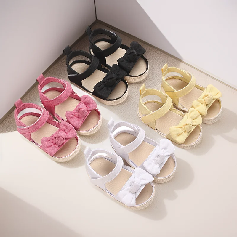 

Newborn Summer Sandals 0-18 Months Baby Walking Shoes Casual Flat Shoes Bow Breathable And Comfortable Soft Sole Princess Shoes