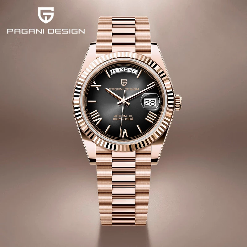 

PAGANI DESIGN DD40 Роскошные автоматические часы из розового золота для мужчин, дата недели, Япония, NH36, механические наручные часы с сапфировым стеклом, новинка 2023 года