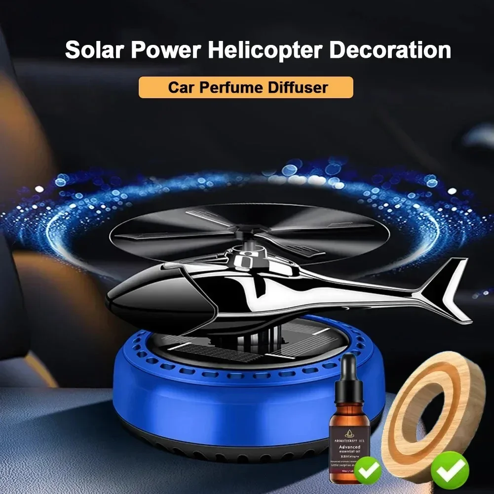 Helicopter Propeller Solar Air Freshener - Styling Car Interior Decor Aromatherapy Diffuser with Rotary Perfume, Solar Powered
