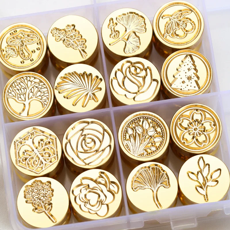 Wax Seal Stamp Print Head Mini Flower Wax Seal Stamp Sealing Wax Envelope Plant Leaves Scrapbooking Stamps Decorative Invitation