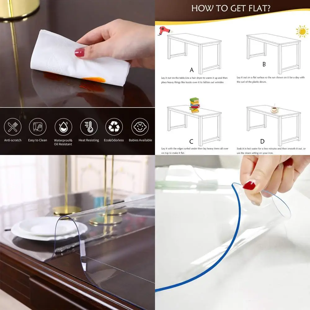 

Водонепроницаемая скатерть из ПВХ длиной 6 футов для обеденных столов размером 44x72 дюйма — прозрачная прямоугольная защита для деревянной мебели и стеклянных столешниц