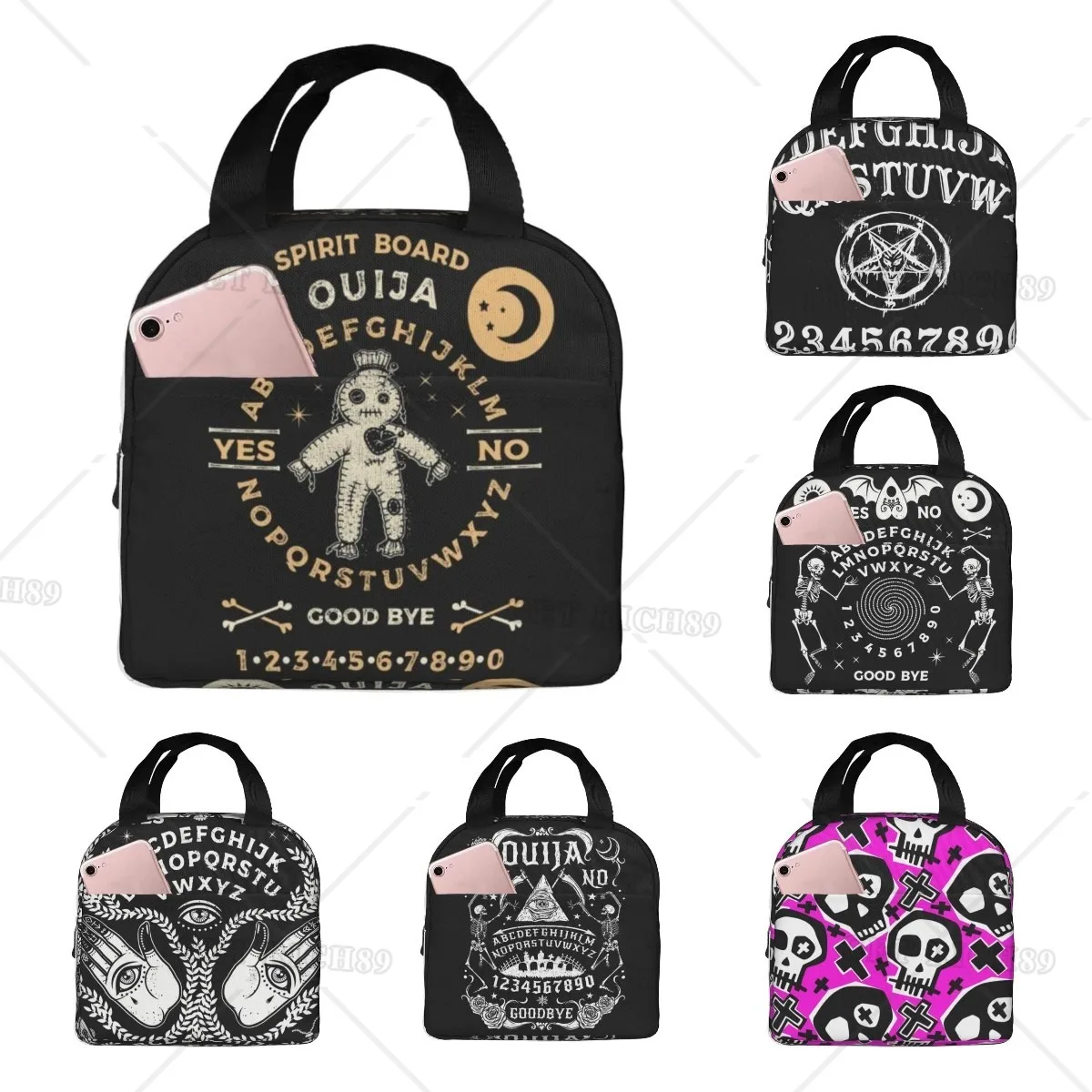 Goth Ouija Board Voodoo Doll Occultism Witchcraft Lunch Bag for Women Men Insulated Reusable Lunch Cooler Bag for Office Picnic