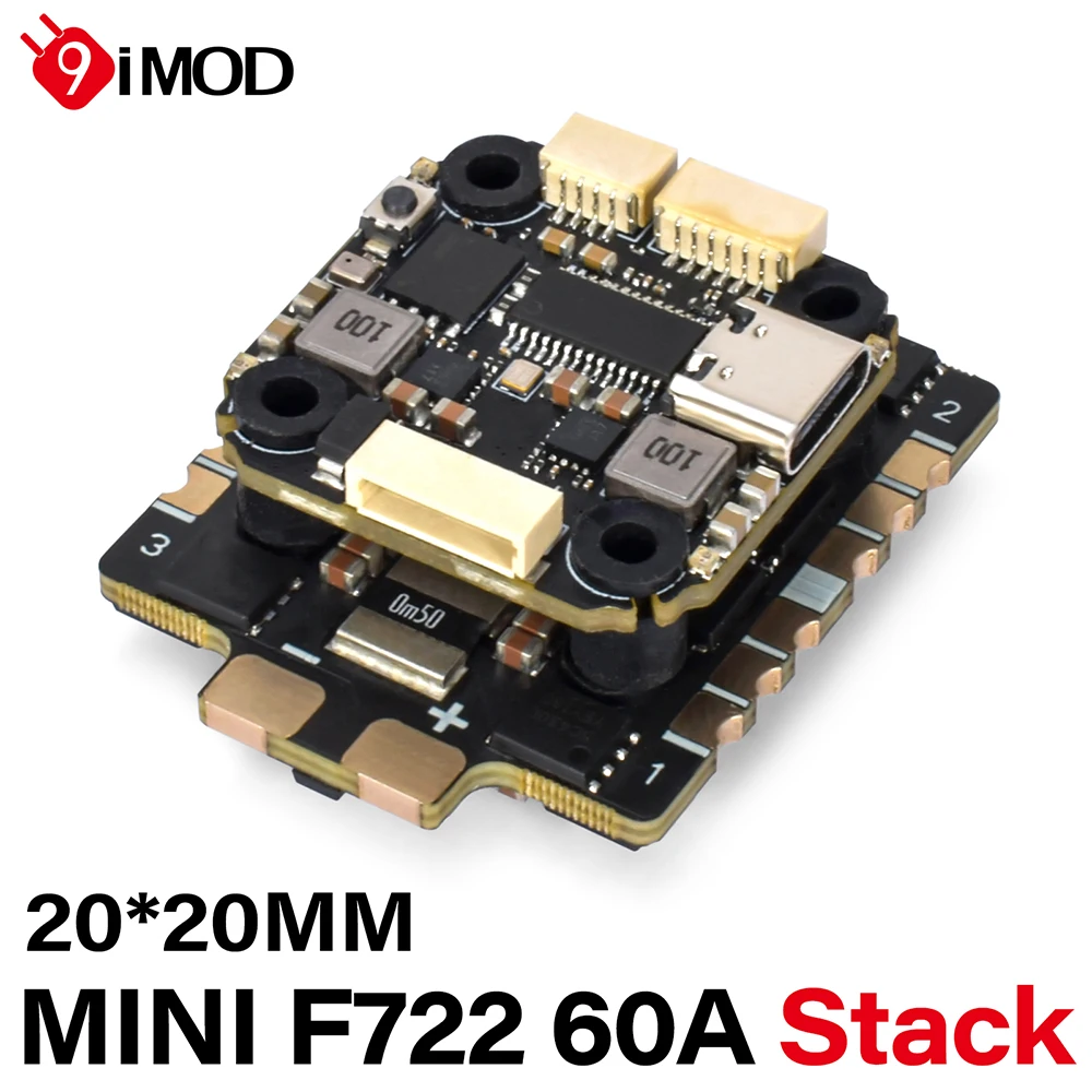 9IMOD F722 mini Flight Stack F722 Mini Flight Control 60A ESC 3-8S Lipo ICM42688 Gyro voor afstandsbediening FPV Racing Drone