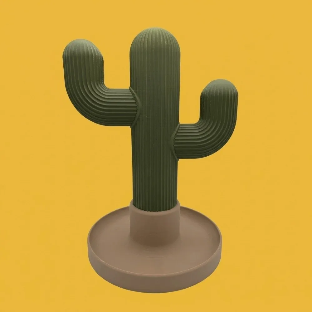 Modern Green Cactus Storage Ornament 3D Printed Multi-Functional Earphone Watch Holder Simple Dorm Decor Headphone Stand Bedroom