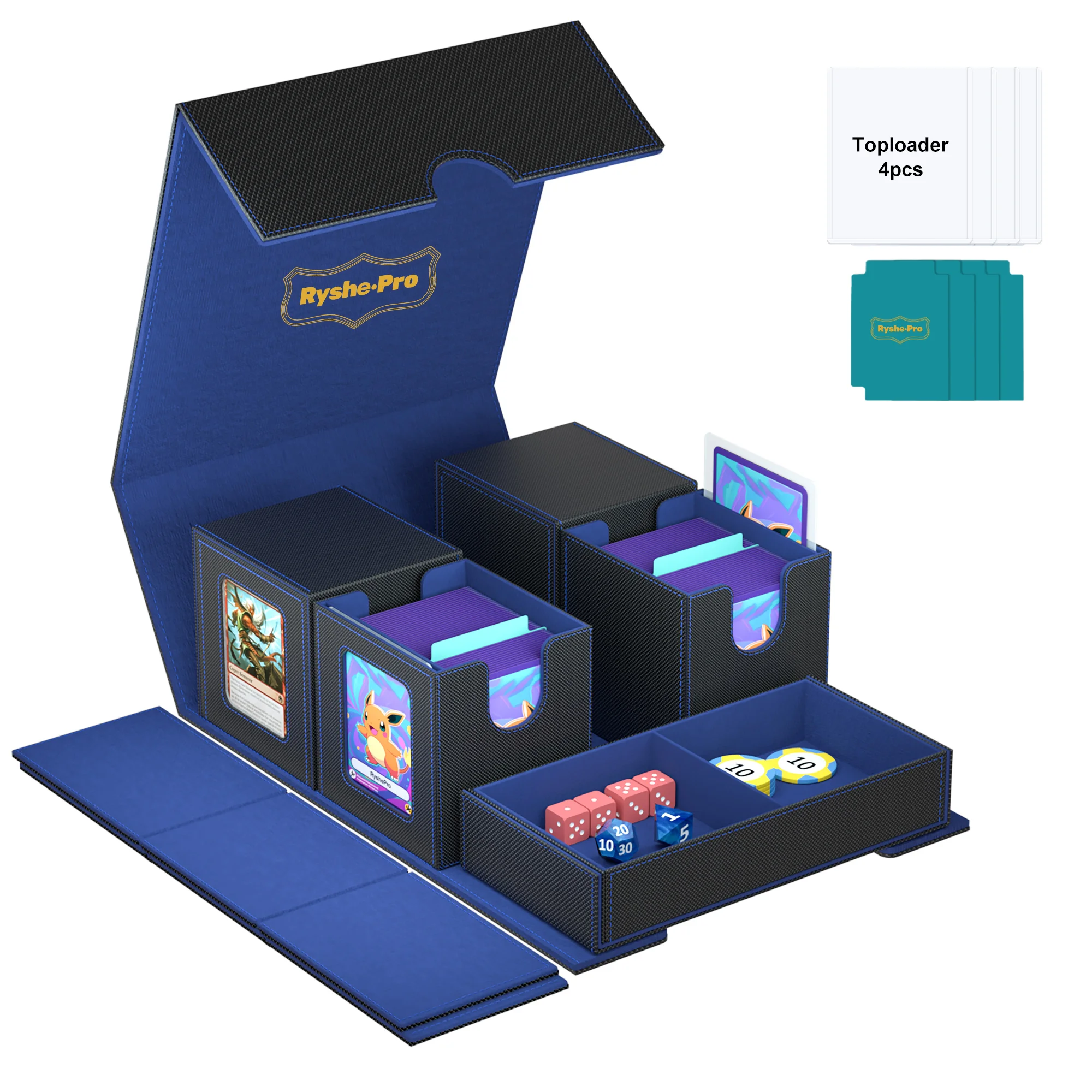 3in1 Deck Box Sportkaart Opbergdoos Past op 200+ Single Sleeved Card Deck Case voor MTG TCG CCG Kaarten met 4 Verdelers 2 Topladers - afbeelding 1