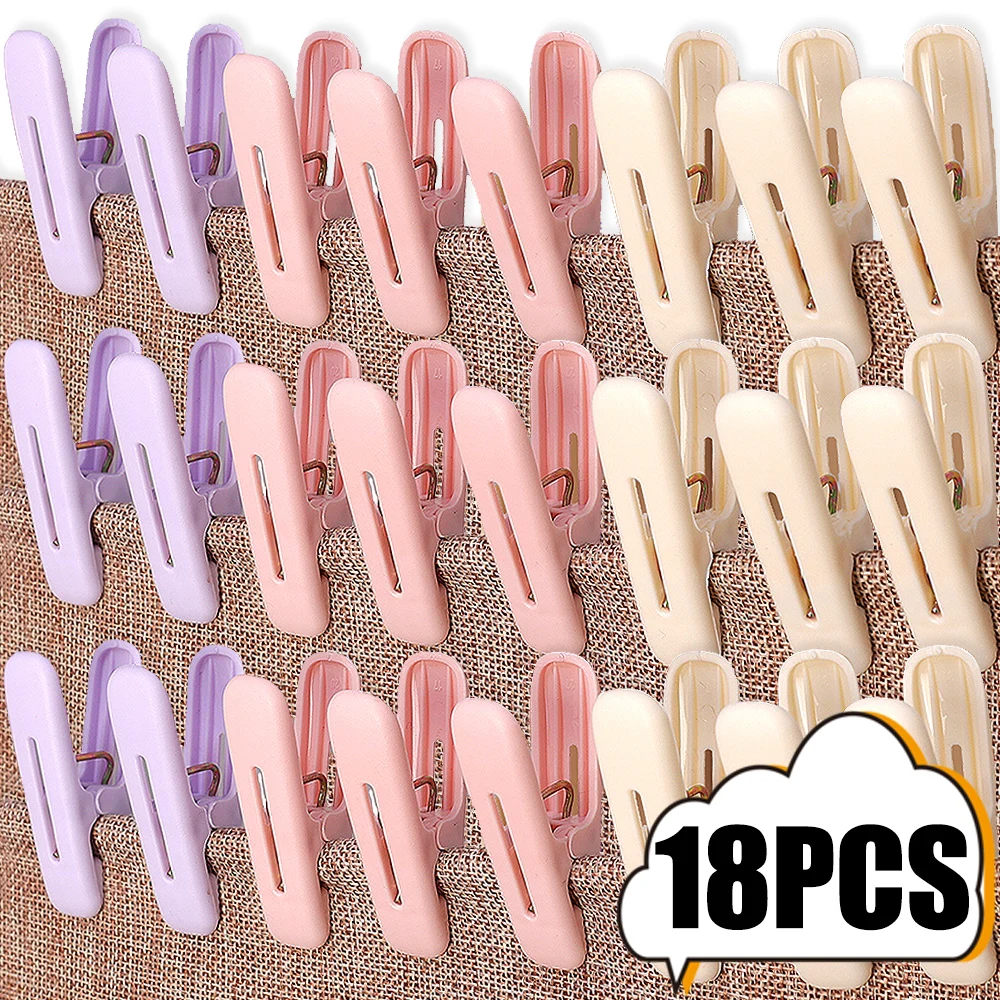 18/12Pcs Clothes Pegs for Washing Line Strong Grip Washing Pegs Soft Plastic Clothes Clips Home Laundry Peg Windproof Clothespin