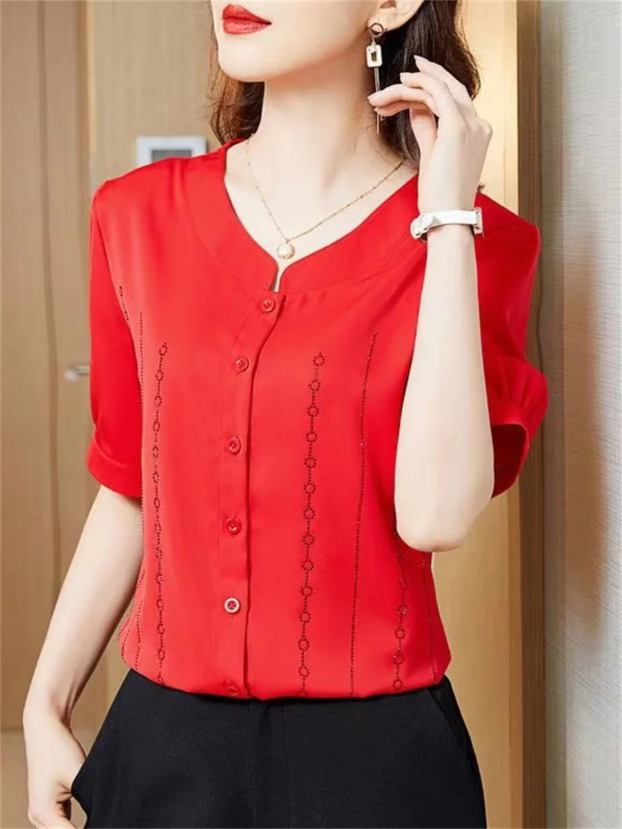 4XL Women Spring Summer Blouses Shirts Lady Fashion Casual Short Sleeve O-Neck Collar Printing Blusas Tops G2068