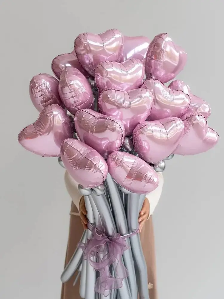 Zestaw bukietów balonowych, czerwone i zielone lateksowe balony DIY, długie balony na rocznicę, ślub, walentynki, przyjęcia urodzinowe — 2