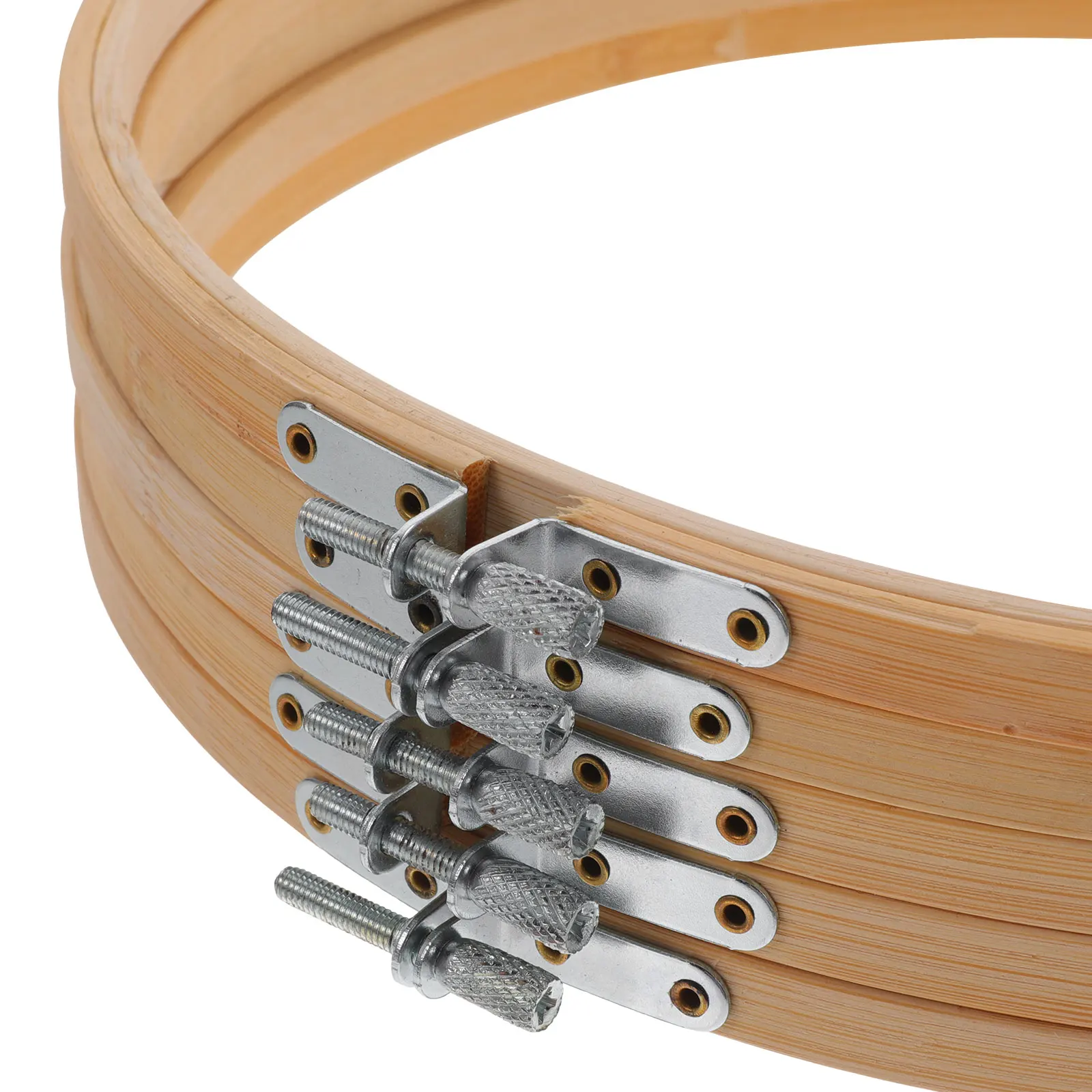 

10 Pcs Embroidery Tightening Kit Needle and Thread Stitch DIY Bamboo Ring Round