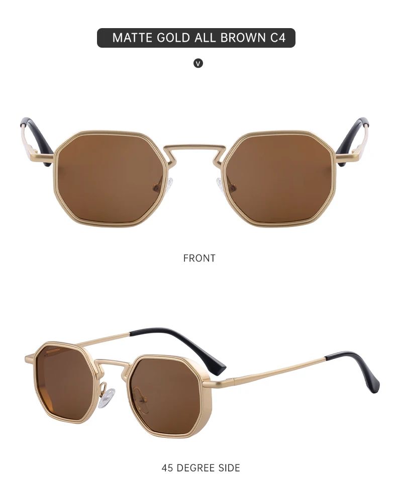 Kleine Polygon-Metall-Sonnenbrille im Punk-Stil für Herren 2026 Luxusmarke Vintage Sonnenbrille Männliche Mode Outdoor-Brillen UV400 – Detail 18