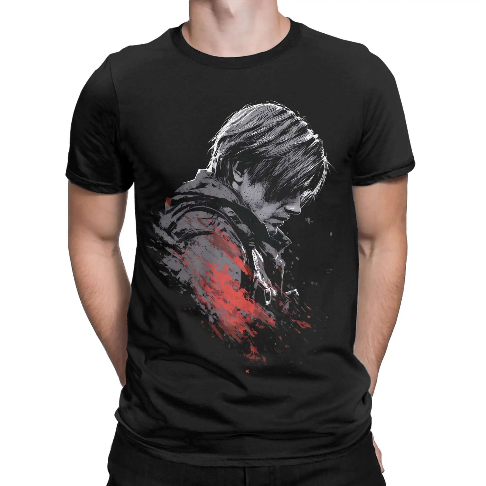 

Футболка Leon S Kennedy Resident Evils 9, Requiem, мужская винтажная футболка из чистого хлопка, футболка с круглым вырезом, одежда с короткими рукавами и принтом