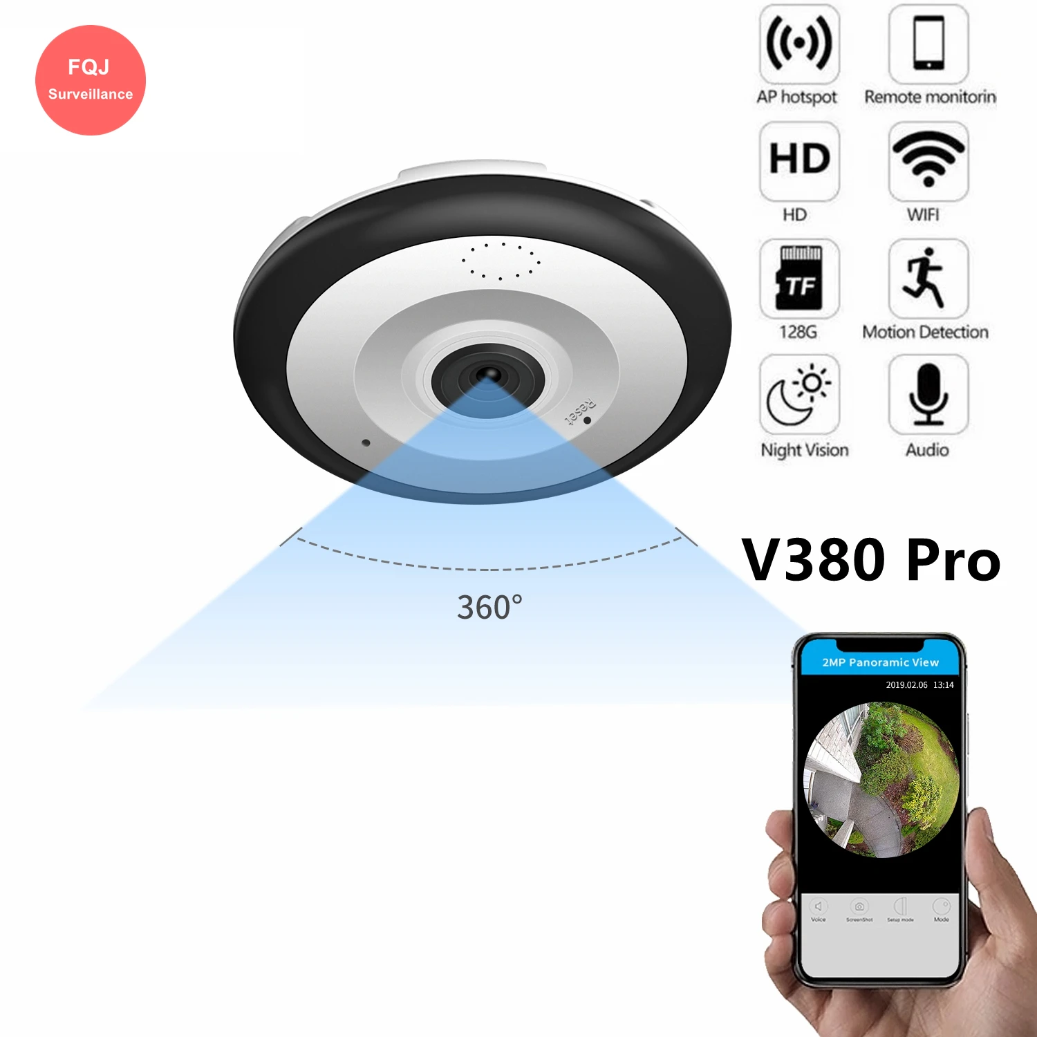 

V380 Mini 5MP Camera Wireless Video Audio Recorder 360 Degree VR Home Security Surveillance Camera Smart Home Baby Monitor