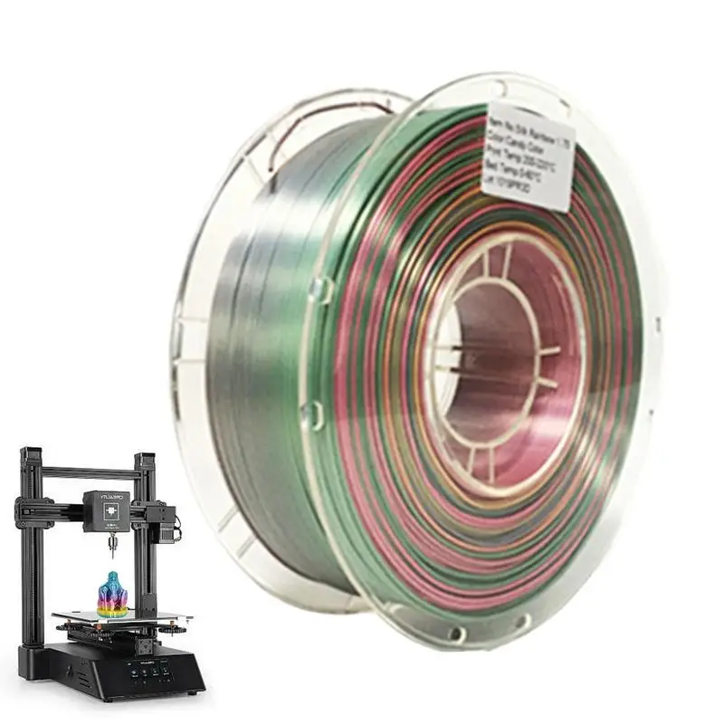 Silk Filament PLA Rainbow Multicolored Fast Color Change Filament 3D Printer Consumables Fast Color Change Filament Dimensional