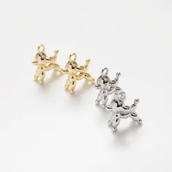 4PCS Dainty Poodle Dog Pendant Animal Charms for Jewelry Making Necklace DIY Hand Made Brass 14k Gold Plated Accessories 13*16mm