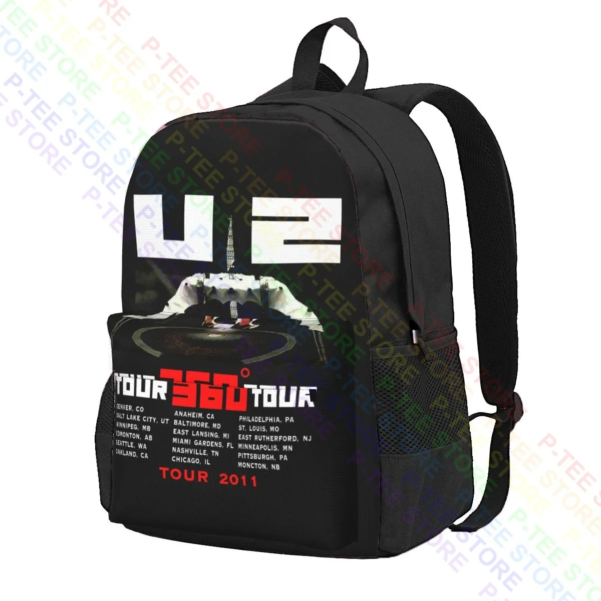 U2 360 Degree Tour 2011 Cities Dates Large Capacity Backpack Hot Softback Sports Bag School Sport Bag