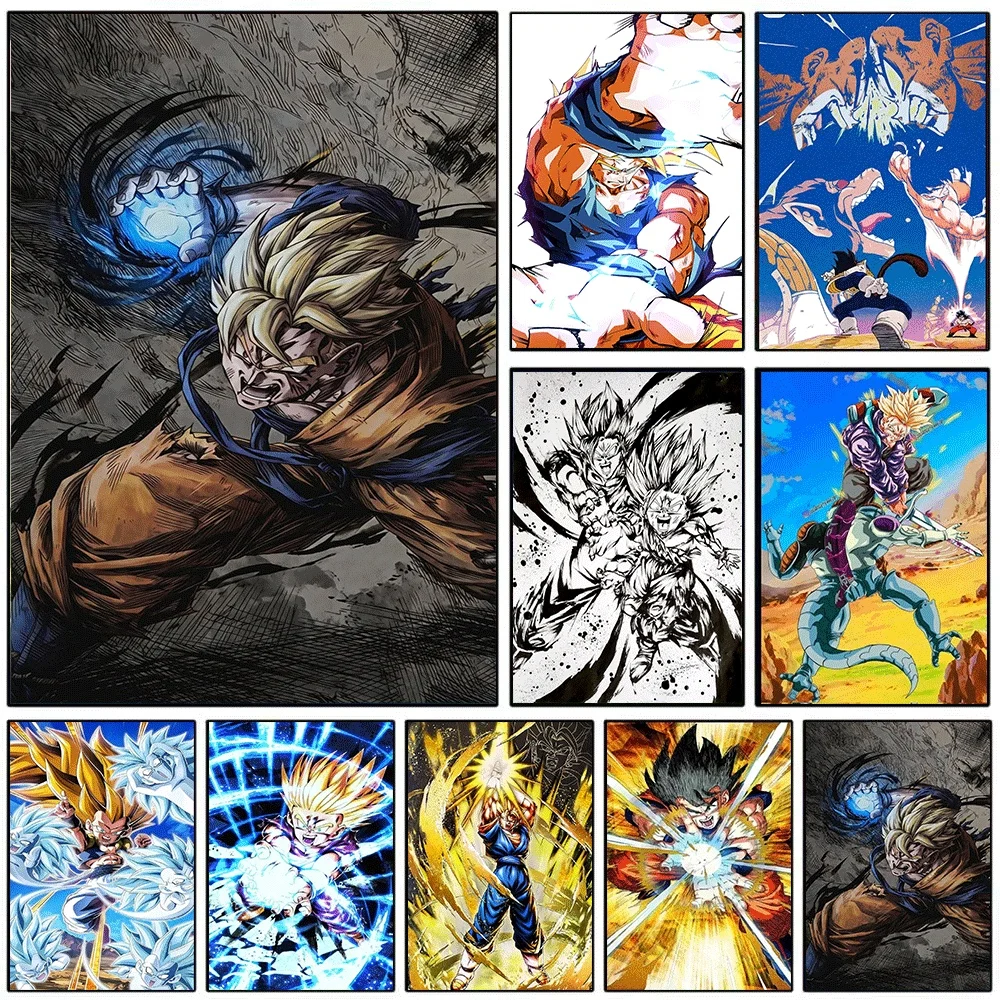 Dragon Ball Anime Canvas Wall Art No Frame Super Saiyan Goku Trunks Manga Print Painting Home Living Room Bedroom Decor Art Po