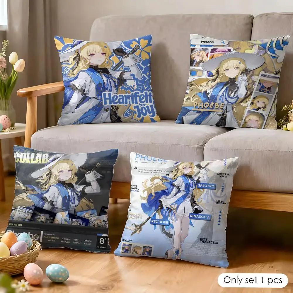 

Наволочка Phoebe Wuthering Waves из шелковистого короткого плюша с невидимой молнией, пылезащитная, для дивана, для домашнего декора