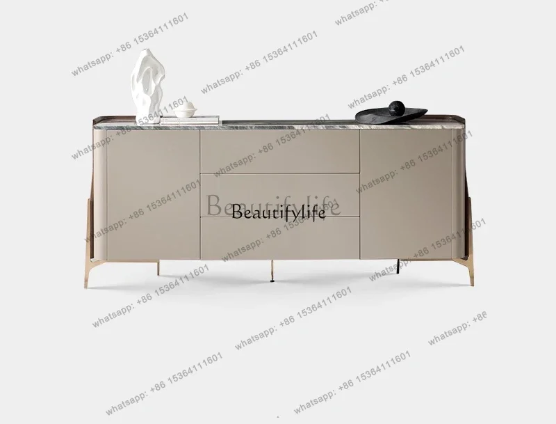 FGItalian light luxury marble dining side cabinet, modern minimalist storage wine cabinet