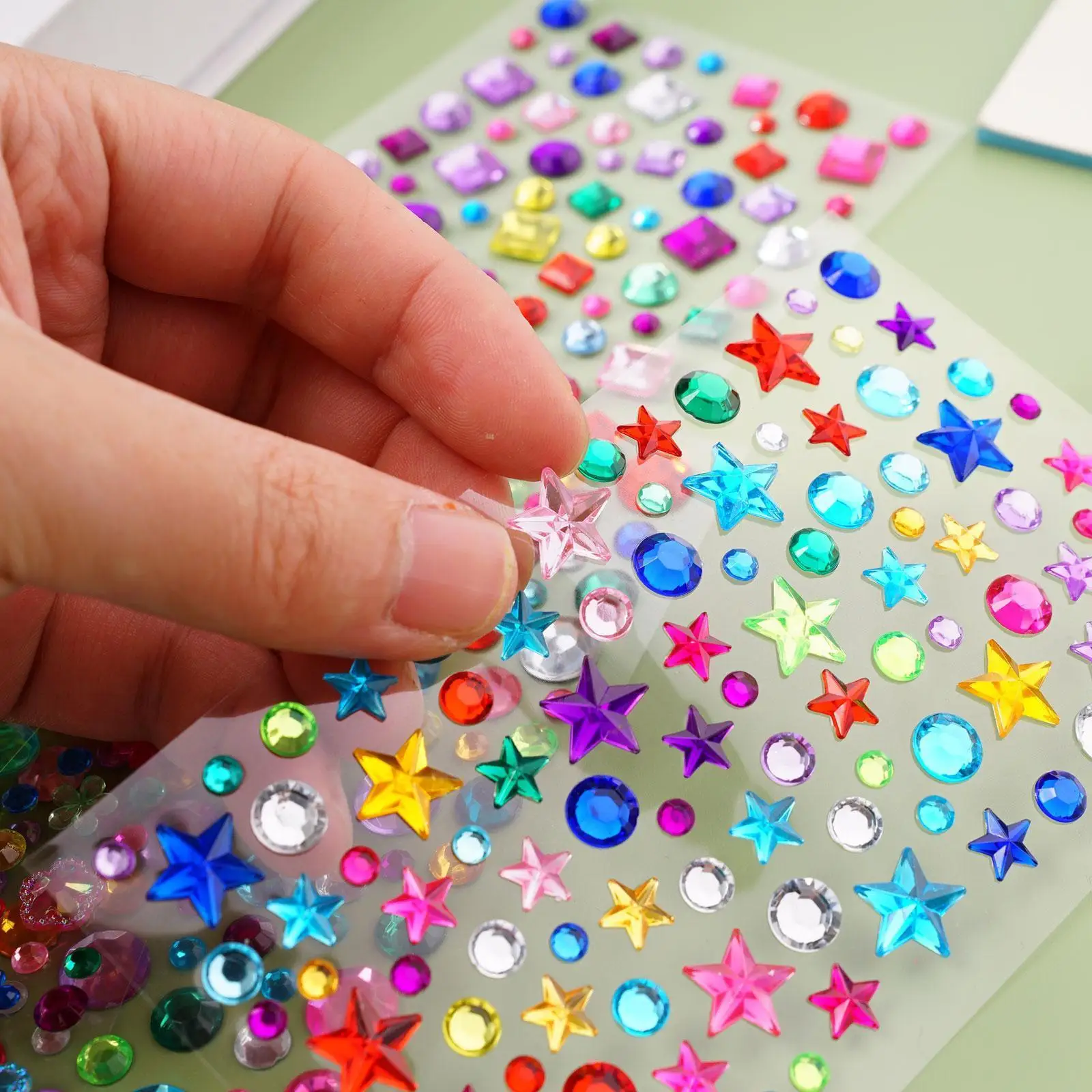 Children 3D Gem StickersDIY Acrylic Diamond Crystal Self Adhesive Sticker Sparkling Rhinestone Sticker for kids Girls Decor U0K2