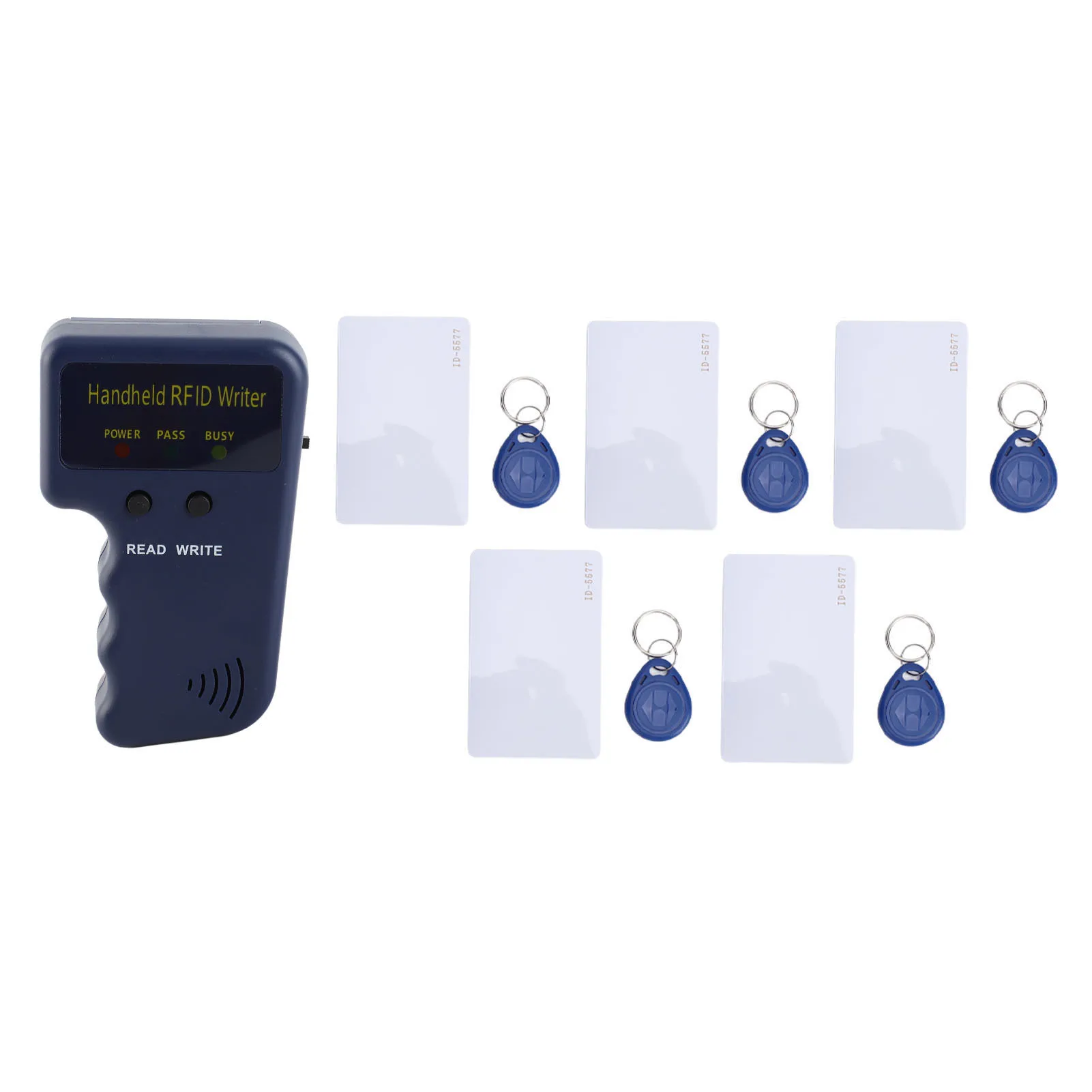 Handheld 125Khz Card Copier Reader Writer Proximity Smart Card Duplicator Cloner with 5pcs T5577 Key Fob and 5pcs T5577 Cards