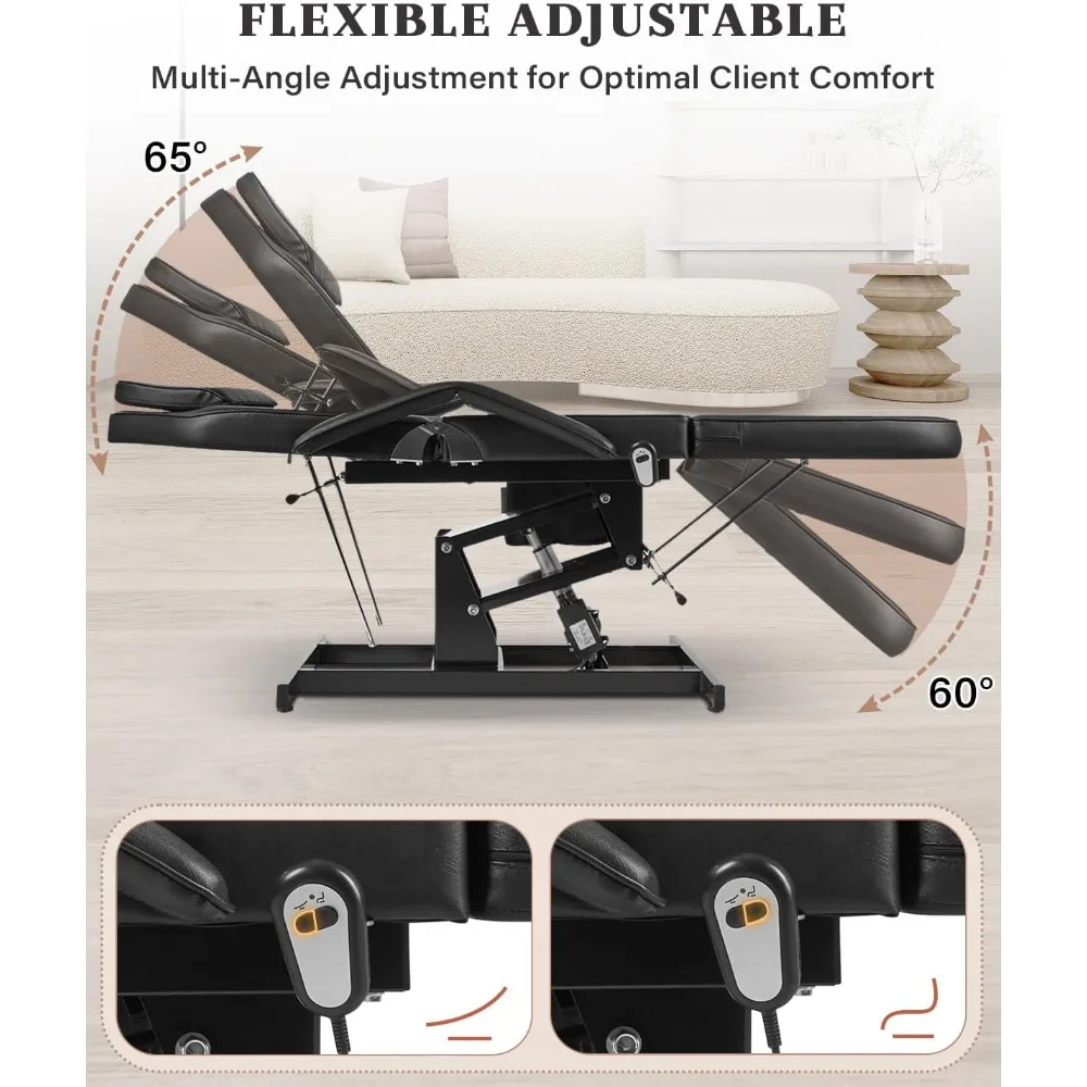 كرسي سرير الوجه الكهربائي بالكامل لخبير التجميل، تعديل كهربائي لجميع الأغراض، طاولة شمع الرموش للتدليك للعملاء #6
