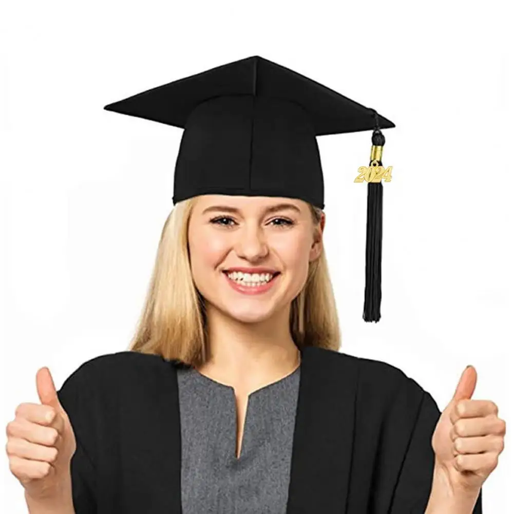 2024 cappello di laurea con nappa vestito accademico cappello liceo laurea cappello Trencher berretti da dottore uniformi scolastiche Cap