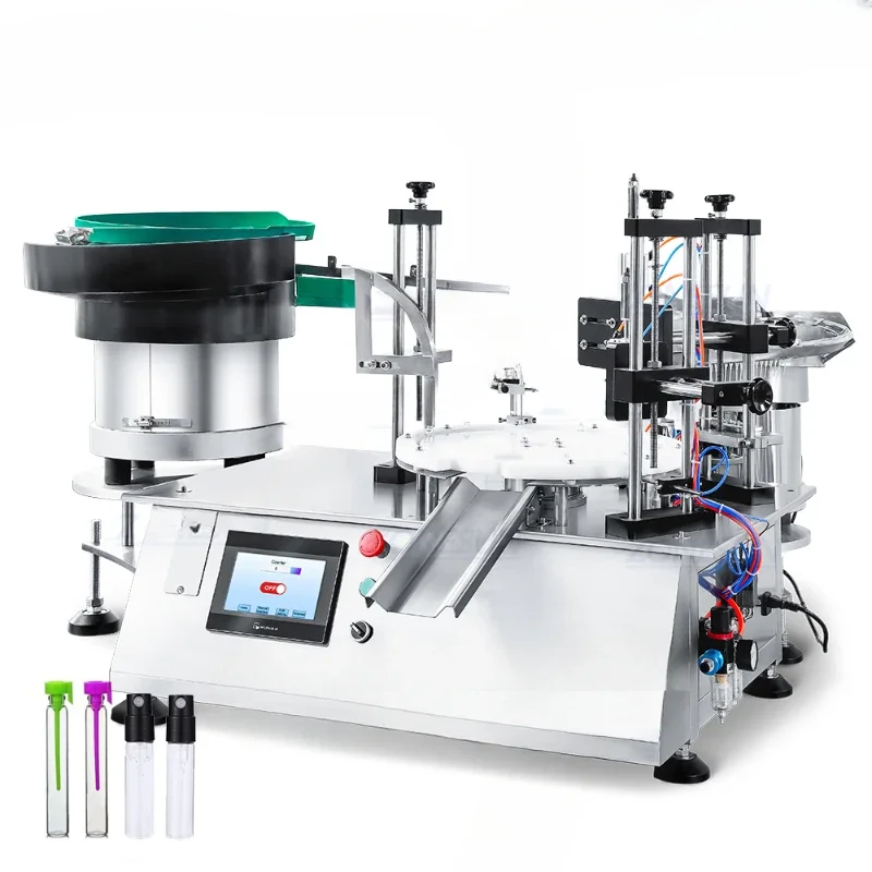 ZS-AFC7C Peristaltic Pump Cosmetic Liquid Monoblock  Rotary Essential Oil Perfume Vials Filling Capping Machine