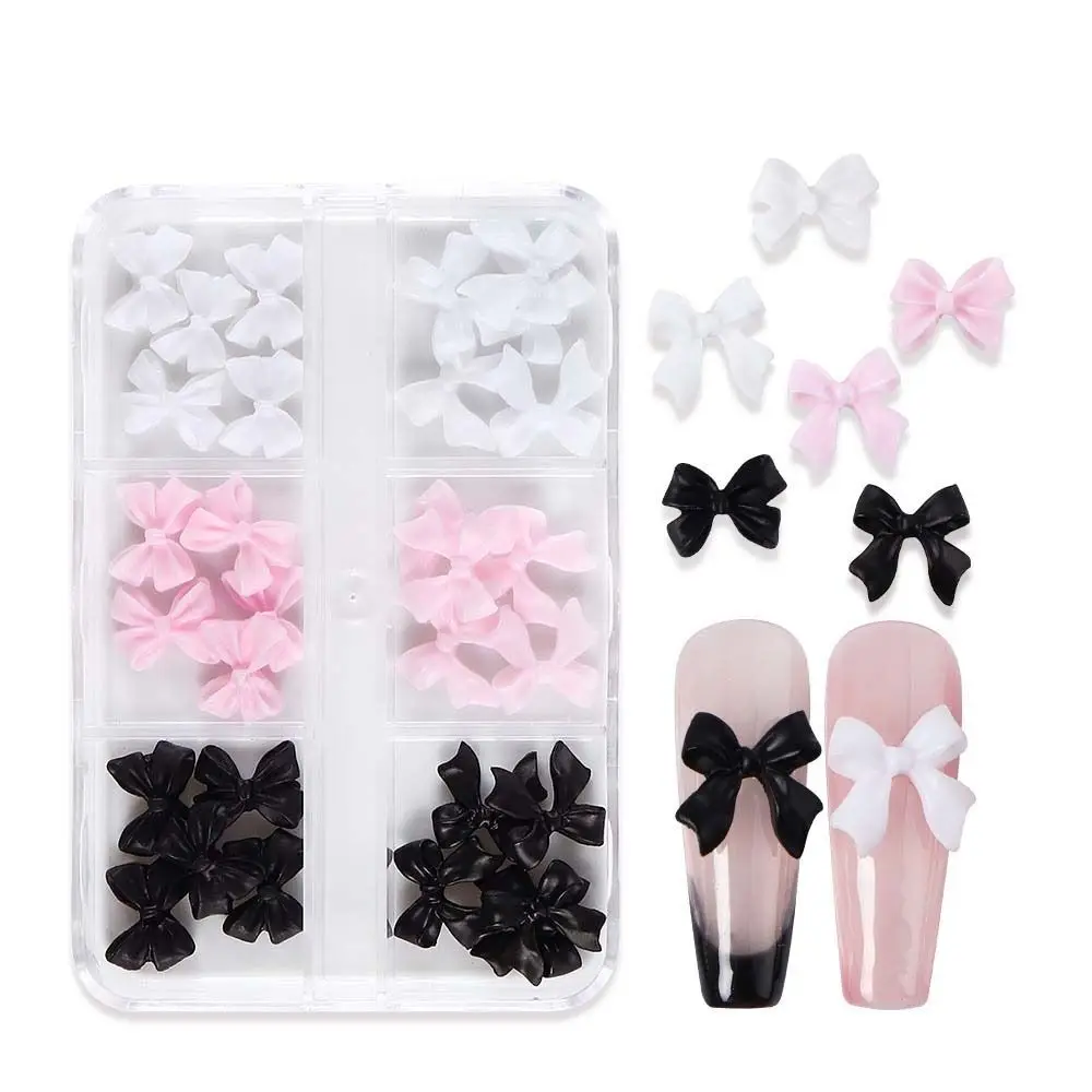 

Resin Nail Charms Bow Nail Decorations Manicure Ornaments Nail Art Supplies Flower Nail Accessories Camellia White Pink Black