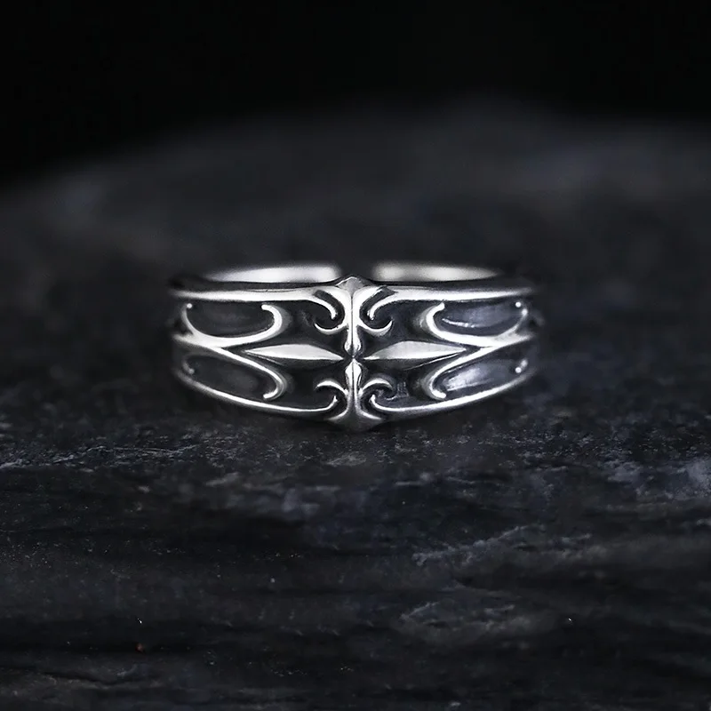 1pc Vintage Iris Open Ring for Men Premium Trendy Individual Index Finger Band Creative Sense Fashionable All-Match Daily Wear