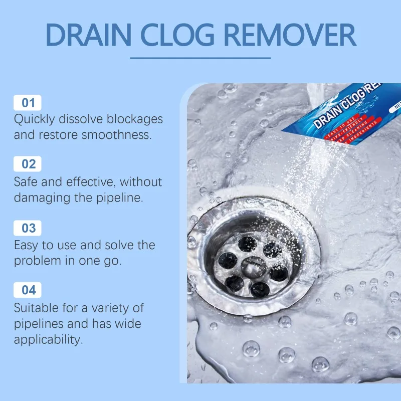Drain Pipe Unclogging & Cleaning Powder, Decontaminating and Fragrance-Retaining Cleaner for Kitchen and Bathroom Drainage Pipes view 4