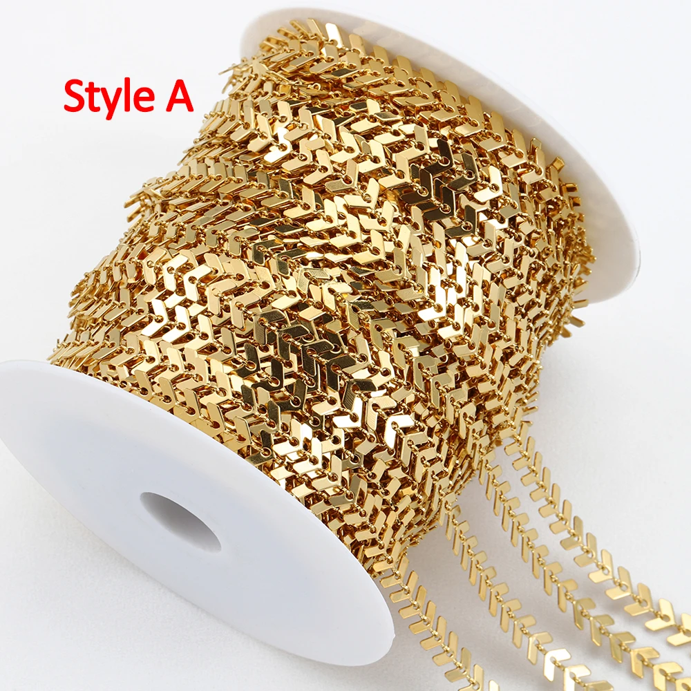 Image 6: Chaînes en acier inoxydable de 2 mètres/1 mètre, ne se décolore pas, couleur or, feuilles d'avion, pour la fabrication de bijoux, fournitures de bracelets et de colliers à faire soi-même