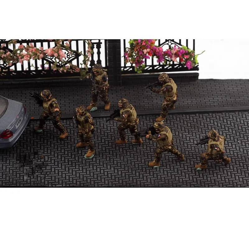 Escala 1/72 7 peças, soldados do exército francês moderno, modelo de figuras de ação, acessório de cena diy, coleção de brinquedos, bonecas, fãs de presente