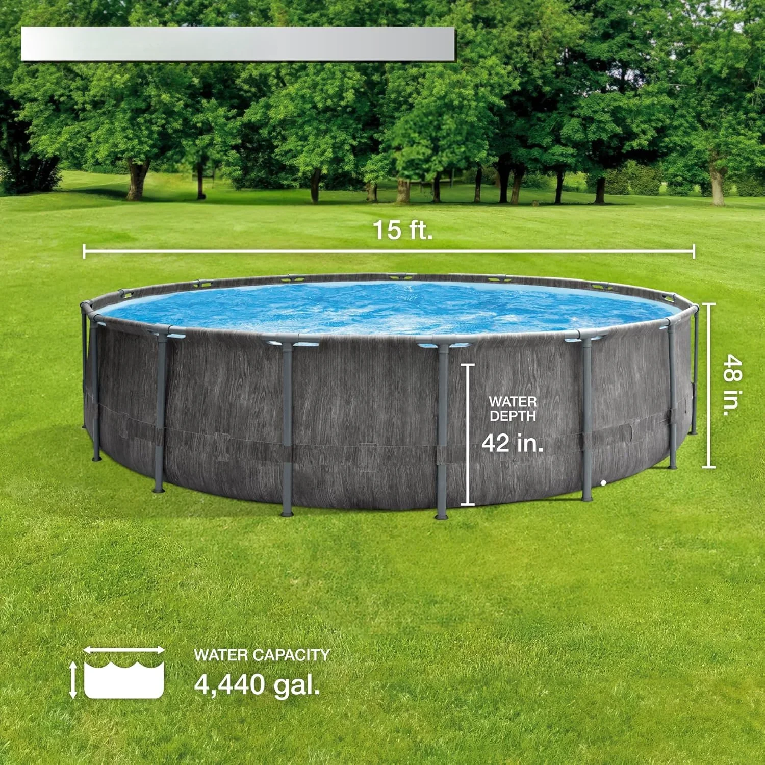 15 x 48 Round Above Ground Outdoor Swimming Pool Set with 1000 GPH Filter Pump, Ladder