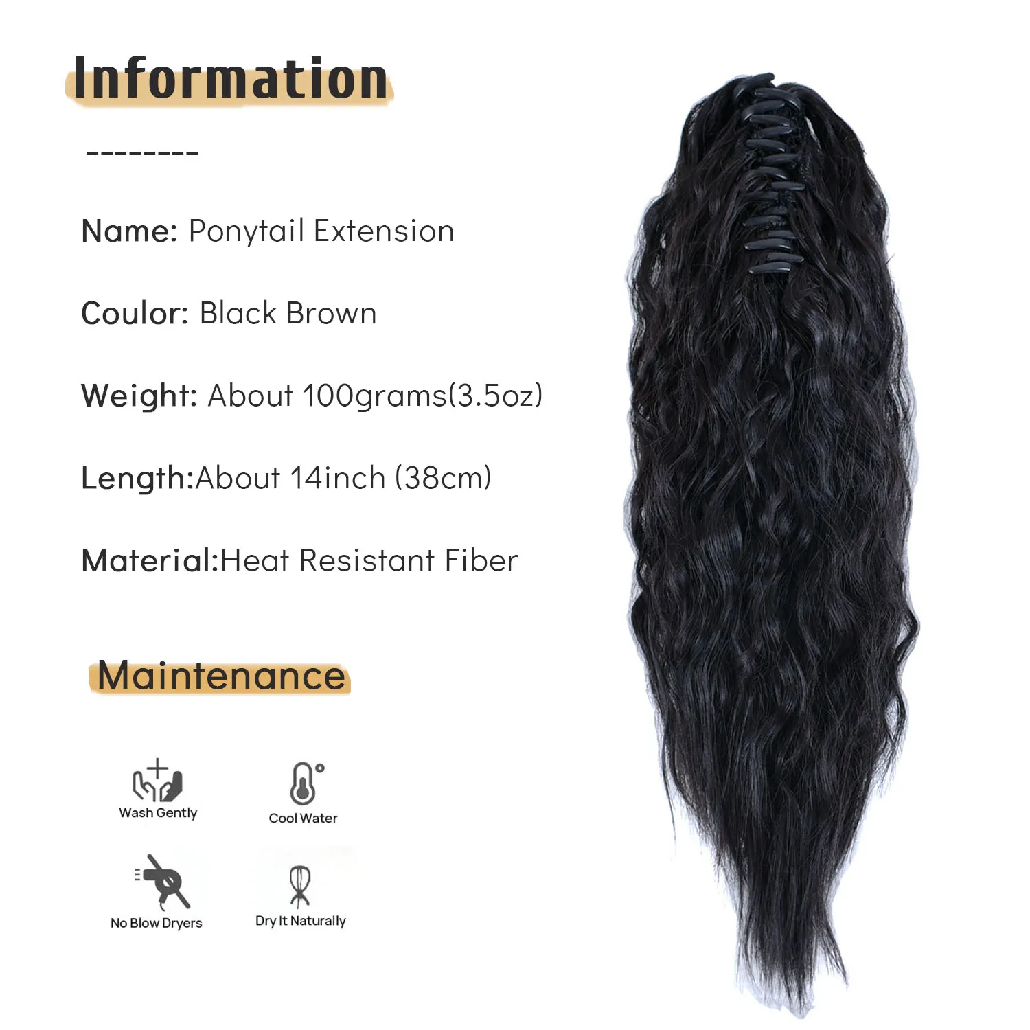 Ponytail Extension Stylish Short Curly Hair Claw Clip On Synthetic Hairpiece Black Brown Color Ponytails for Women Daily Use