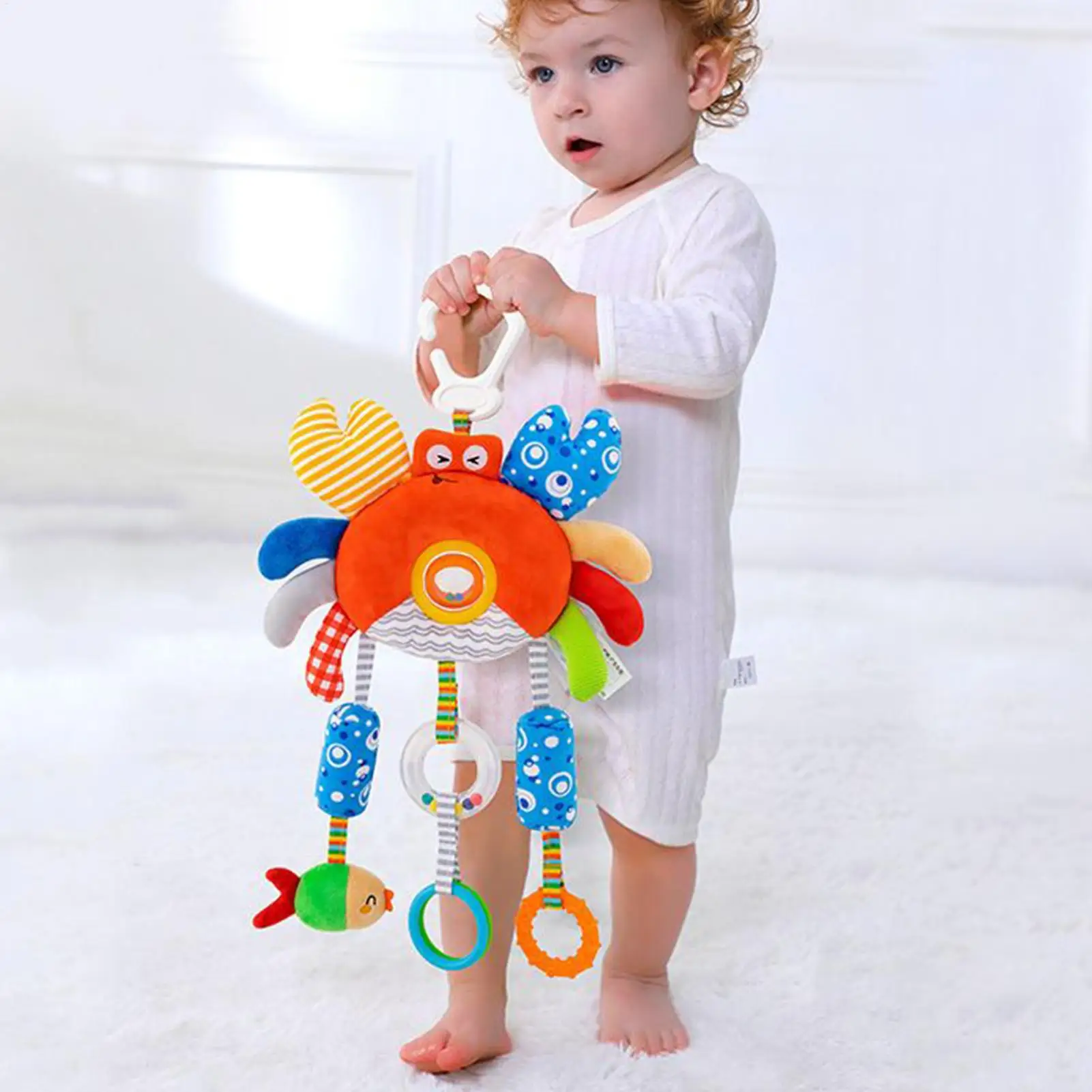 Baby Stroller Toy Car Seat Activity Center Sensory Toys Clip On Rattles Teether for Toddler Development Travel Walking Outdoor