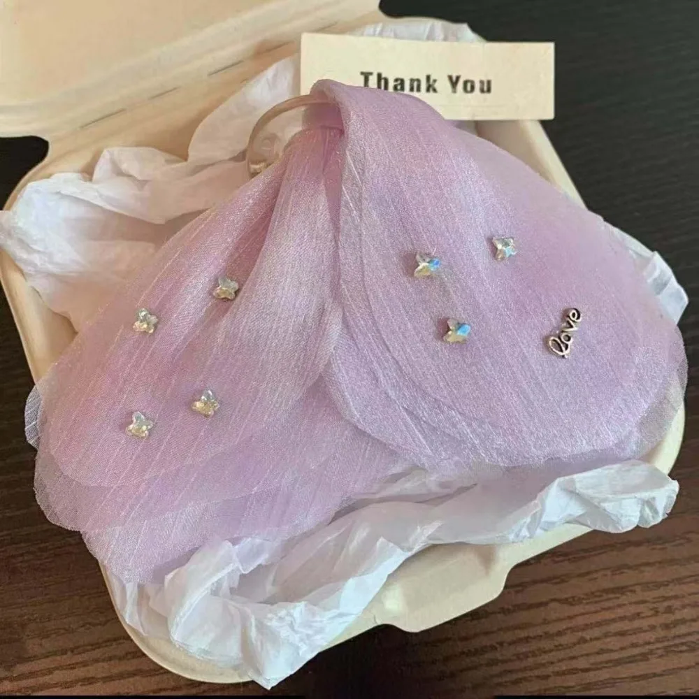 

Cloth Butterfly Petals Hair Claw Sweet Hair Accessories Rhinestone Mesh Shark Clip Korean Style Headwear Women Hairgrips Girls