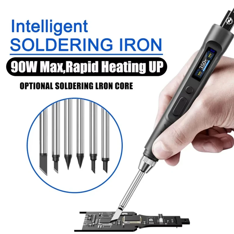 T65-SP Smart Electric Soldering Iron PD+DC 90W Power Rapid Heating 150-450℃ Adjstable Temperature Voltage Welding Iron