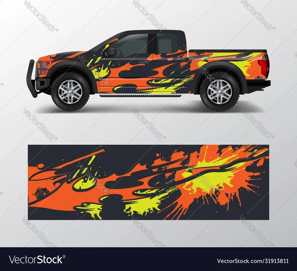 

Pickup Sticker Car Full Wrap Sticker Car Decal Decorative Cut Body Racing Graphic Decal Vinyl Wrap Modern Design Red Retro