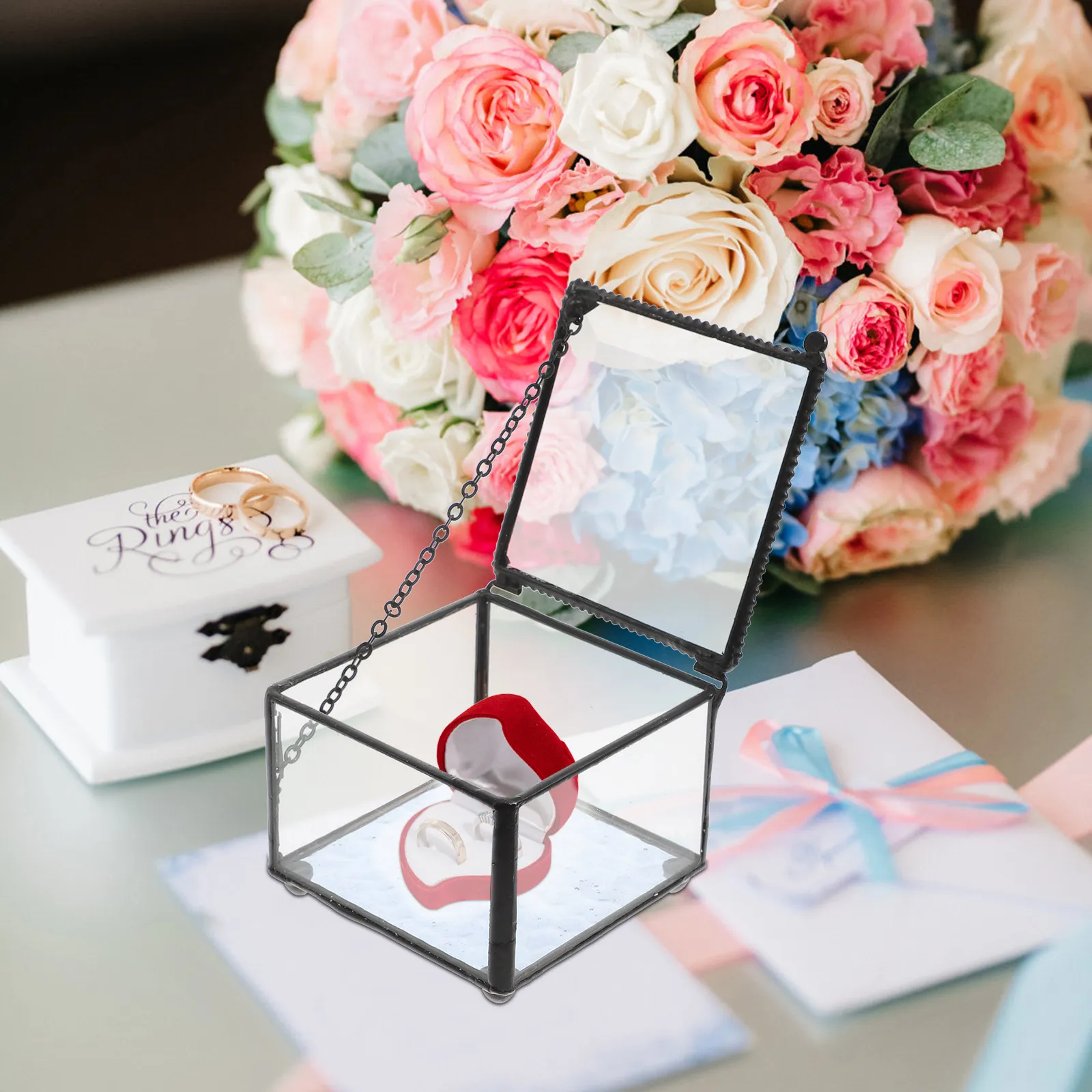 

Стеклянная шкатулка для украшений, органайзер для хранения колец, винтажный элегантный настольный контейнер, подарок для женщин на свадьбу или Рождество