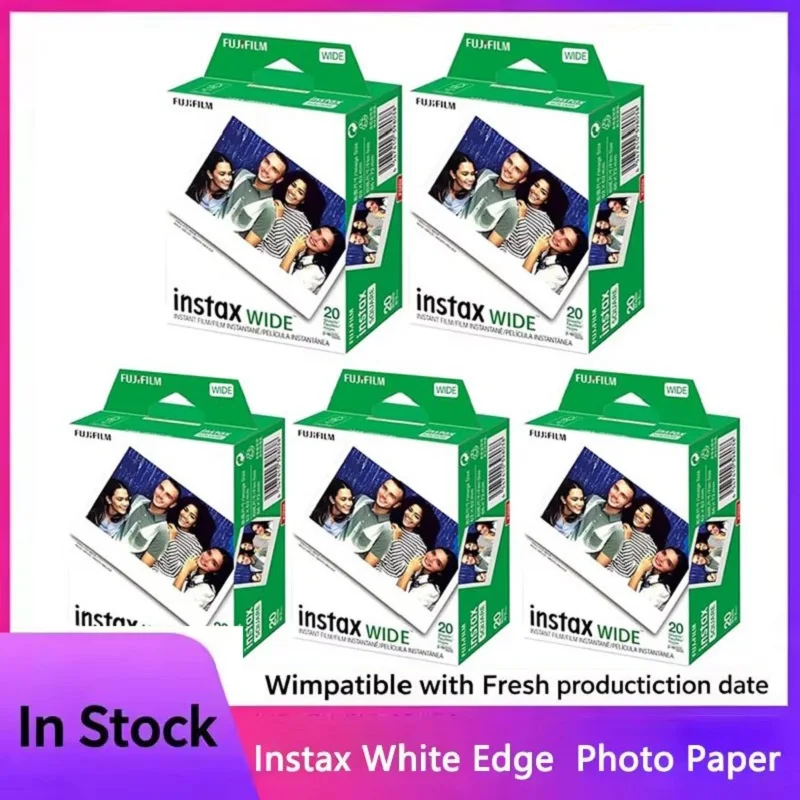 Película Fujifilm Instax Wide, Papel Fotográfico de 5 Pulgadas, Borde Blanco, Arcoíris, Negro Monocromático, para Cámara Fuji WIDE 300/400 Link Wide