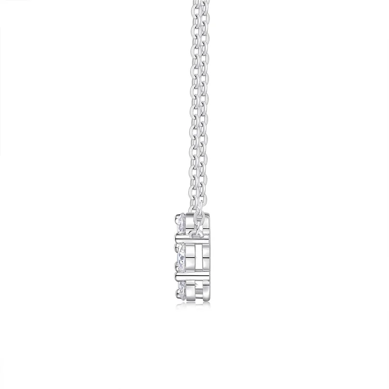 ZFSILVER الموضة العصرية 925 الفضة اللون D الأبيض مويسانيتي التصميم الكلاسيكي زهرة قلادة حلية النساء مجوهرات الحفلات هدية N15521